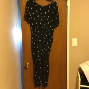 Black floral jumpsuit with crossover back closure